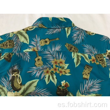 Camisa hawaiana con estampado de poliéster